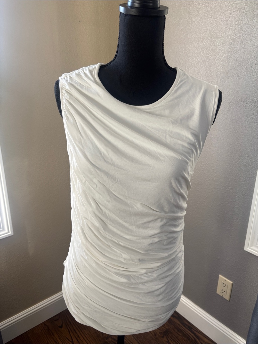 Banana Republic Factory White Ruched Sleeveless Tank
